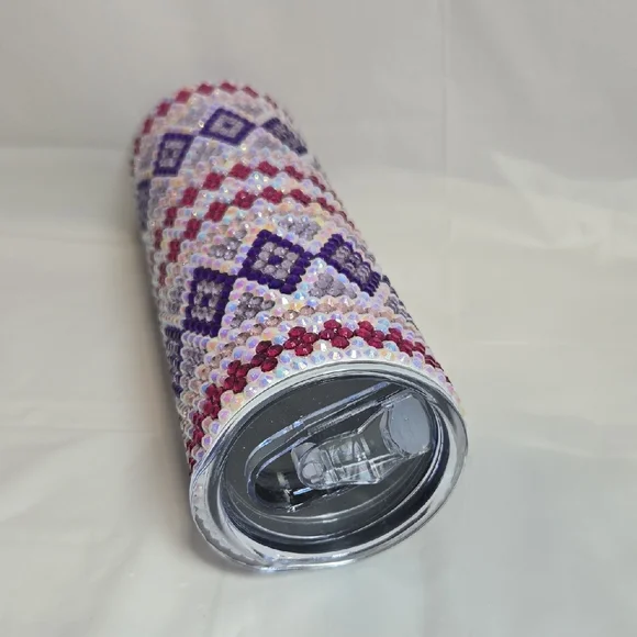20oz Elegant  Rhinestone Tumbler - Purple and Pink - Picture 4 of 5